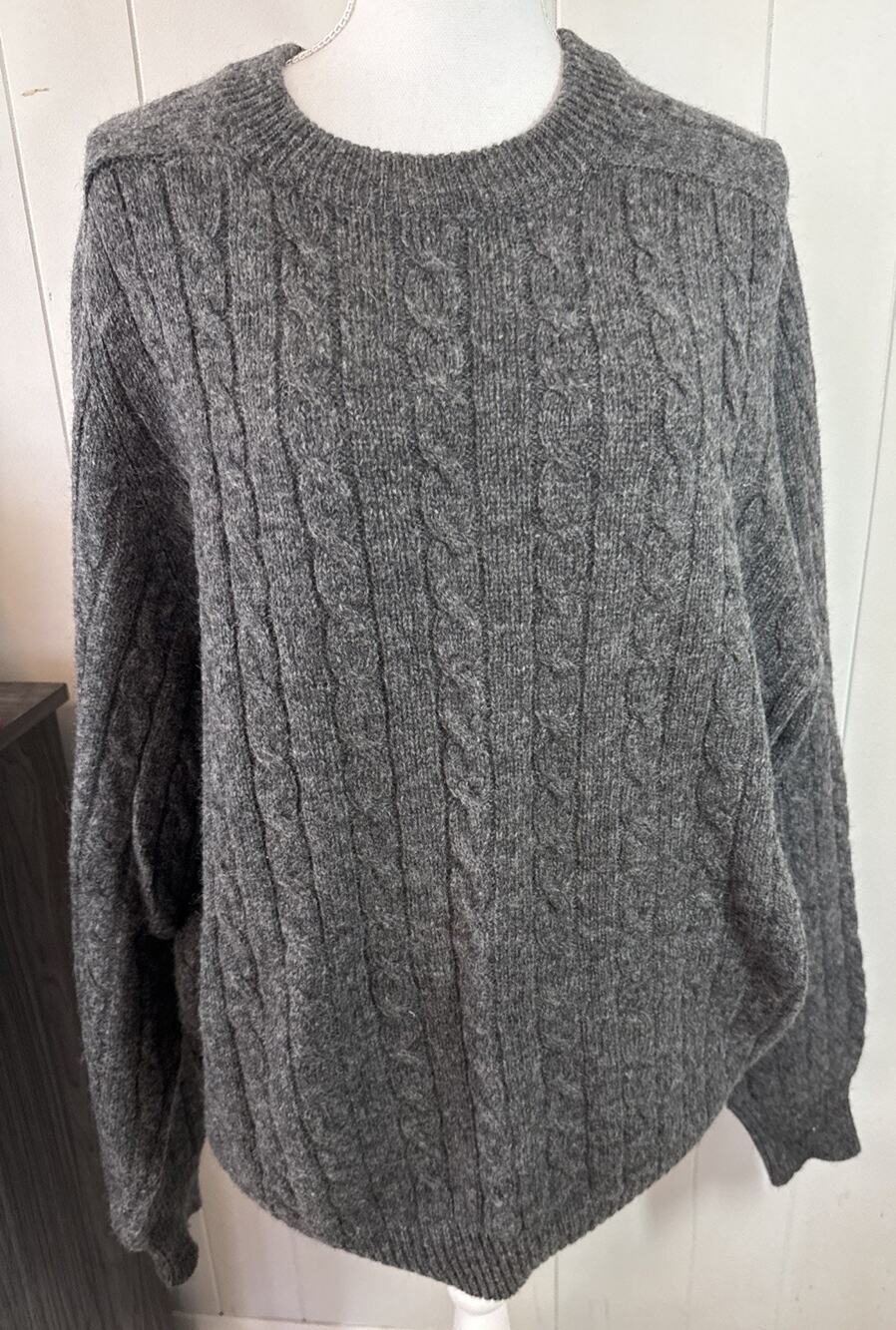 Heather Tweed shetland Wool Mens 2XL Gray Pullover Crew Neck YY